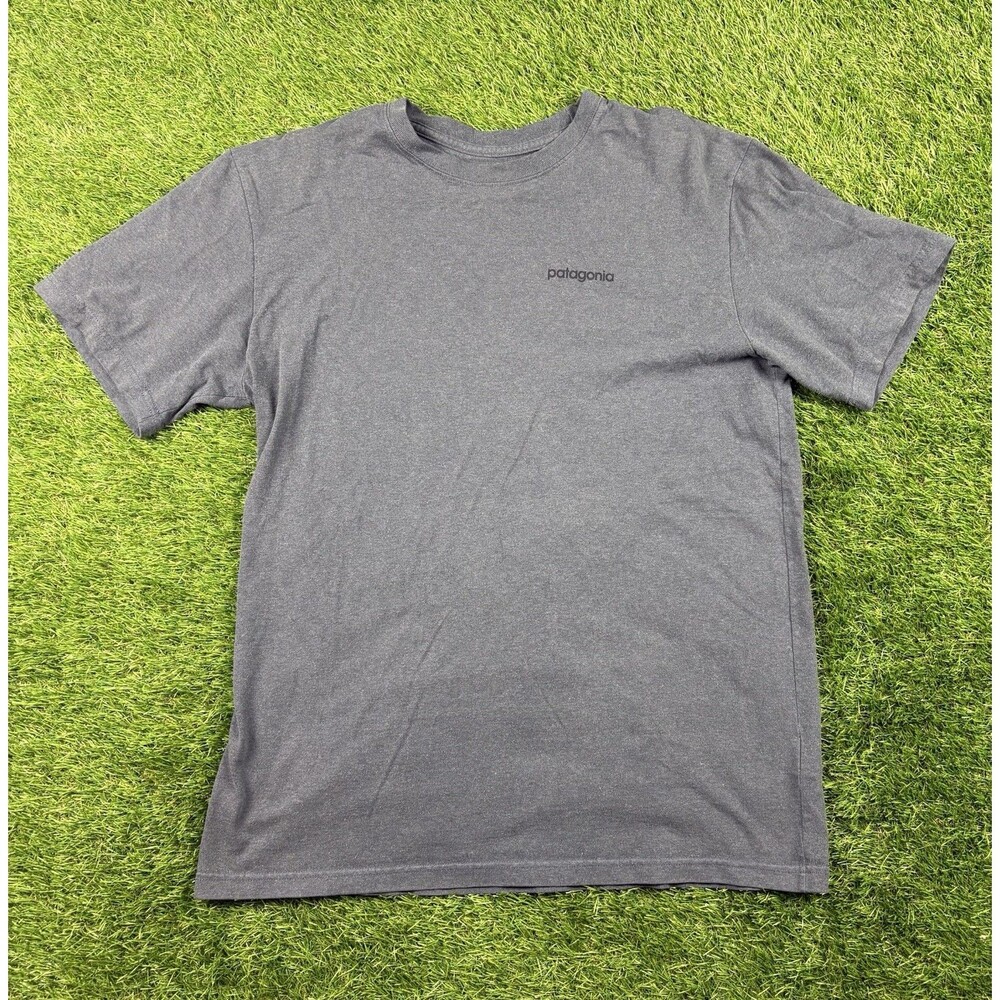 Patagonia Responsibili Tee Shirt Men’s Medium Blue Graphic Logo Back